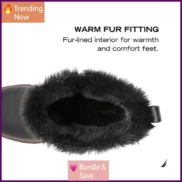 Faux Fur Lined Ankle Boots, Microsuede, Slip Resistant, Platform Heel - Picture 4 of 6